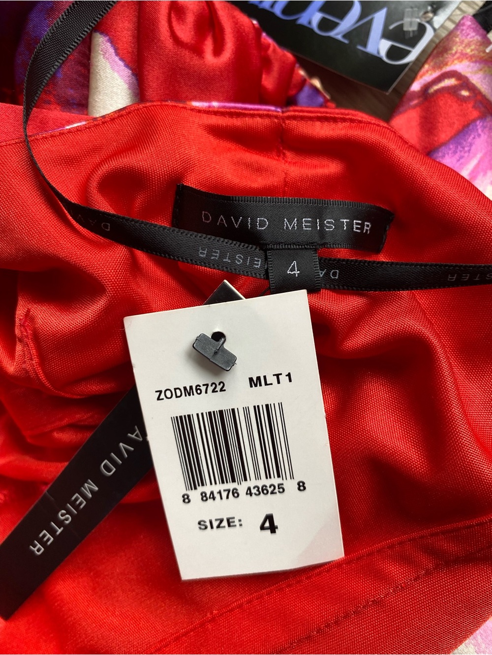David Meister Silk Blend Floral Cocktail Dress NWT Red Pink Mini Party Dress - Picture 13 of 16